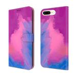 Watercolor Pattern Horizontal Flip Leather Case with Holder & Card Slot & Wallet For iPhone 8 Plus & 7 Plus(Purple Red)