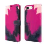 For iPhone SE 2022 / SE 2020 / 8 / 7 Watercolor Pattern Horizontal Flip Leather Case with Holder & Card Slot & Wallet(Berry Color)