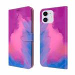 For iPhone 12 / 12 Pro Watercolor Pattern Horizontal Flip Leather Case with Holder & Card Slot & Wallet(Purple Red)