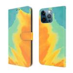 For iPhone 12 Pro Max Watercolor Pattern Horizontal Flip Leather Case with Holder & Card Slot & Wallet(Autumn Leaf Color)