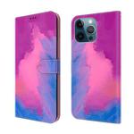 For iPhone 12 Pro Max Watercolor Pattern Horizontal Flip Leather Case with Holder & Card Slot & Wallet(Purple Red)