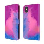 For iPhone X / XS Watercolor Pattern Horizontal Flip Leather Case with Holder & Card Slot & Wallet(Purple Red)