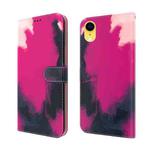 For iPhone XR Watercolor Pattern Horizontal Flip Leather Case with Holder & Card Slot & Wallet(Berry Color)