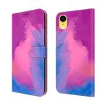 For iPhone XR Watercolor Pattern Horizontal Flip Leather Case with Holder & Card Slot & Wallet(Purple Red)