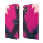 For iPhone XS Max Watercolor Pattern Horizontal Flip Leather Case with Holder & Card Slot & Wallet(Berry Color)