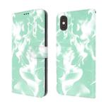 For iPhone X / XS Cloud Fog Pattern Horizontal Flip Leather Case with Holder & Card Slot & Wallet(Mint Green)