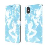 For iPhone X / XS Cloud Fog Pattern Horizontal Flip Leather Case with Holder & Card Slot & Wallet(Sky Blue)