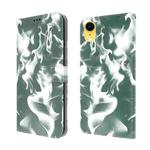 For iPhone XR Cloud Fog Pattern Horizontal Flip Leather Case with Holder & Card Slot & Wallet(Dark Green)