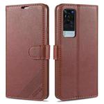 For Vivo X60 Pro AZNS Sheepskin Texture Horizontal Flip Leather Case with Holder & Card Slots & Wallet(Brown)