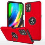 For Motorola Moto G9 Plus PC + TPU Shockproof Magnetic Protective Case with Invisible Ring Holder(Red)