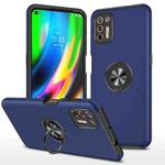 For Motorola Moto G9 Plus PC + TPU Shockproof Magnetic Protective Case with Invisible Ring Holder(Blue)