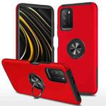 For Xiaomi Poco M3 PC + TPU Shockproof Magnetic Protective Case with Invisible Ring Holder(Red)