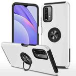 For Xiaomi Redmi Note9 4G PC + TPU Shockproof Magnetic Protective Case with Invisible Ring Holder(Silver)
