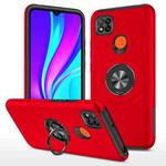 For Xiaomi Redmi 9C PC + TPU Shockproof Magnetic Protective Case with Invisible Ring Holder(Red)