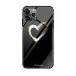 For iPhone 11 Pro Colorful Painted Glass Case(Black Love)