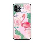 For iPhone 11 Pro Colorful Painted Glass Case(Flamingo)