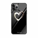 For iPhone 11 Pro Max Colorful Painted Glass Case(Black Love)