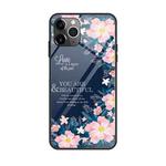 For iPhone 11 Pro Max Colorful Painted Glass Case(Flower)