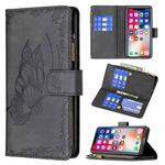 For iPhone X / XS Flying Butterfly Embossing Pattern Zipper Horizontal Flip Leather Case with Holder & Card Slots & Wallet(Black)