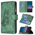 For Nokia 3.4 Flying Butterfly Embossing Pattern Zipper Horizontal Flip Leather Case with Holder & Card Slots & Wallet(Green)