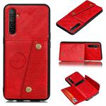 For OPPO Realme XT Shockproof Magnetic PU + TPU Protective Case with Card Slots(Red)