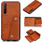 For OPPO Realme XT Shockproof Magnetic PU + TPU Protective Case with Card Slots(Brown)