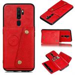 For OPPO A9 (2020) Shockproof Magnetic PU + TPU Protective Case with Card Slots(Red)