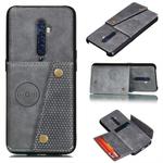 For OPPO Reno2 Shockproof Magnetic PU + TPU Protective Case with Card Slots(Grey)