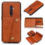 For OPPO Reno2 Shockproof Magnetic PU + TPU Protective Case with Card Slots(Brown)