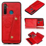 For OPPO Realme 5 Shockproof Magnetic PU + TPU Protective Case with Card Slots(Red)