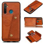 For OPPO Realme 5 Shockproof Magnetic PU + TPU Protective Case with Card Slots(Brown)
