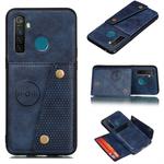 For OPPO Realme 5 Pro Shockproof Magnetic PU + TPU Protective Case with Card Slots(Blue)