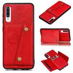For Galaxy A70s Shockproof Magnetic PU + TPU Protective Case with Card Slots(Red)