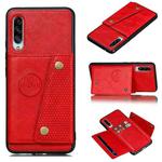 For Galaxy A90 5G Shockproof Magnetic PU + TPU Protective Case with Card Slots(Red)