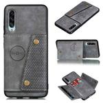 For Galaxy A90 5G Shockproof Magnetic PU + TPU Protective Case with Card Slots(Grey)