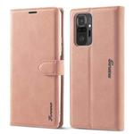 For Xiaomi Redmi Note 10 Forwenw F1 Series Matte Strong Magnetism Horizontal Flip Leather Case with Holder & Card Slots & Wallet & Photo Frame(Rose Gold)