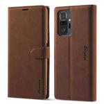 For Xiaomi Redmi Note 10S Forwenw F1 Series Matte Strong Magnetism Horizontal Flip Leather Case with Holder & Card Slots & Wallet & Photo Frame(Brown)