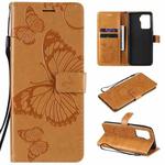 For OPPO A94 5G / F19 Pro / Reno 5F Pressed Printing Butterfly Pattern Horizontal Flip PU Leather Case with Holder & Card Slots & Wallet & Lanyard(Yellow)