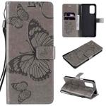 For OPPO A93 5G / A74 5G Pressed Printing Butterfly Pattern Horizontal Flip PU Leather Case with Holder & Card Slots & Wallet & Lanyard(Gray)