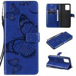 For OPPO Realme 8 Pro / Realme 8 Pressed Printing Butterfly Pattern Horizontal Flip PU Leather Case with Holder & Card Slots & Wallet & Lanyard(Blue)