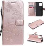 For OPPO Realme 8 Pro / Realme 8 Pressed Printing Butterfly Pattern Horizontal Flip PU Leather Case with Holder & Card Slots & Wallet & Lanyard(Rose Gold)