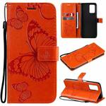 For OPPO Realme V13 Pressed Printing Butterfly Pattern Horizontal Flip PU Leather Case with Holder & Card Slots & Wallet & Lanyard(Orange)