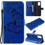 For OPPO Realme V13 Pressed Printing Butterfly Pattern Horizontal Flip PU Leather Case with Holder & Card Slots & Wallet & Lanyard(Blue)