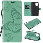 For OPPO Find X3 Pro / Find X3 Pressed Printing Butterfly Pattern Horizontal Flip PU Leather Case with Holder & Card Slots & Wallet & Lanyard(Green)