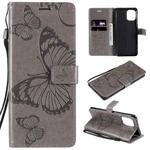 For OPPO Find X3 Pro / Find X3 Pressed Printing Butterfly Pattern Horizontal Flip PU Leather Case with Holder & Card Slots & Wallet & Lanyard(Gray)