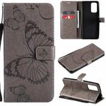 For Xiaomi Redmi Note 10 Pro 4G Pressed Printing Butterfly Pattern Horizontal Flip PU Leather Case with Holder & Card Slots & Wallet & Lanyard(Gray)