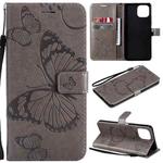 For Xiaomi Mi 11 Lite Pressed Printing Butterfly Pattern Horizontal Flip PU Leather Case with Holder & Card Slots & Wallet & Lanyard(Gray)