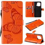 For Xiaomi Mi 11 Pro Pressed Printing Butterfly Pattern Horizontal Flip PU Leather Case with Holder & Card Slots & Wallet & Lanyard(Orange)