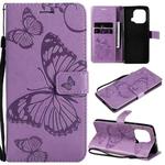 For Xiaomi Mi 11 Pro Pressed Printing Butterfly Pattern Horizontal Flip PU Leather Case with Holder & Card Slots & Wallet & Lanyard(Purple)