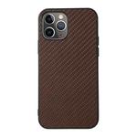For iPhone 11 Pro Max Carbon Fiber Skin PU + PC + TPU Shockprof Protective Case (Brown)